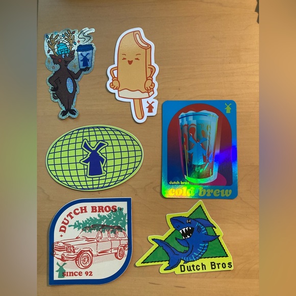 Rare Hard to Find Dutch Bros Stickers Lot of 6 Christmas Halloween Arizona, - Picture 2 of 2